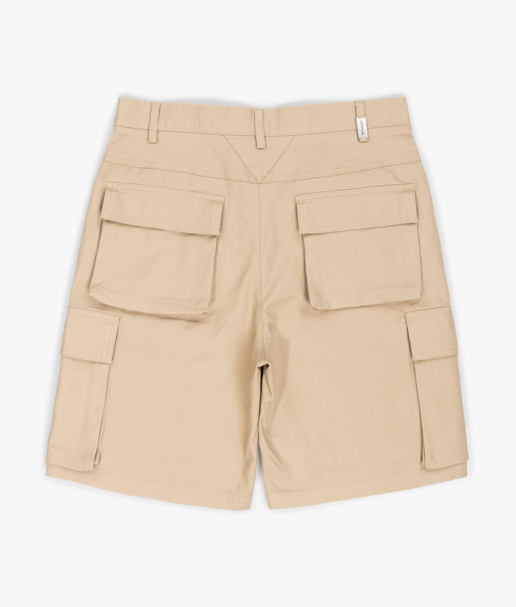 Represent Baggy Cotton Cargo Shorts in sandstone Back shot EQVVS
