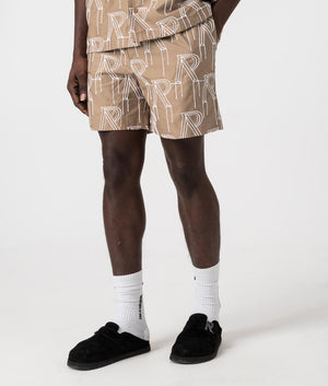 REPRESENT Embroidered Initial Tailored Shorts Washed Taupe EQVVS. Angle