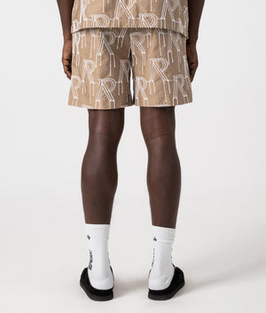 REPRESENT Embroidered Initial Tailored Shorts Washed Taupe EQVVS. Back