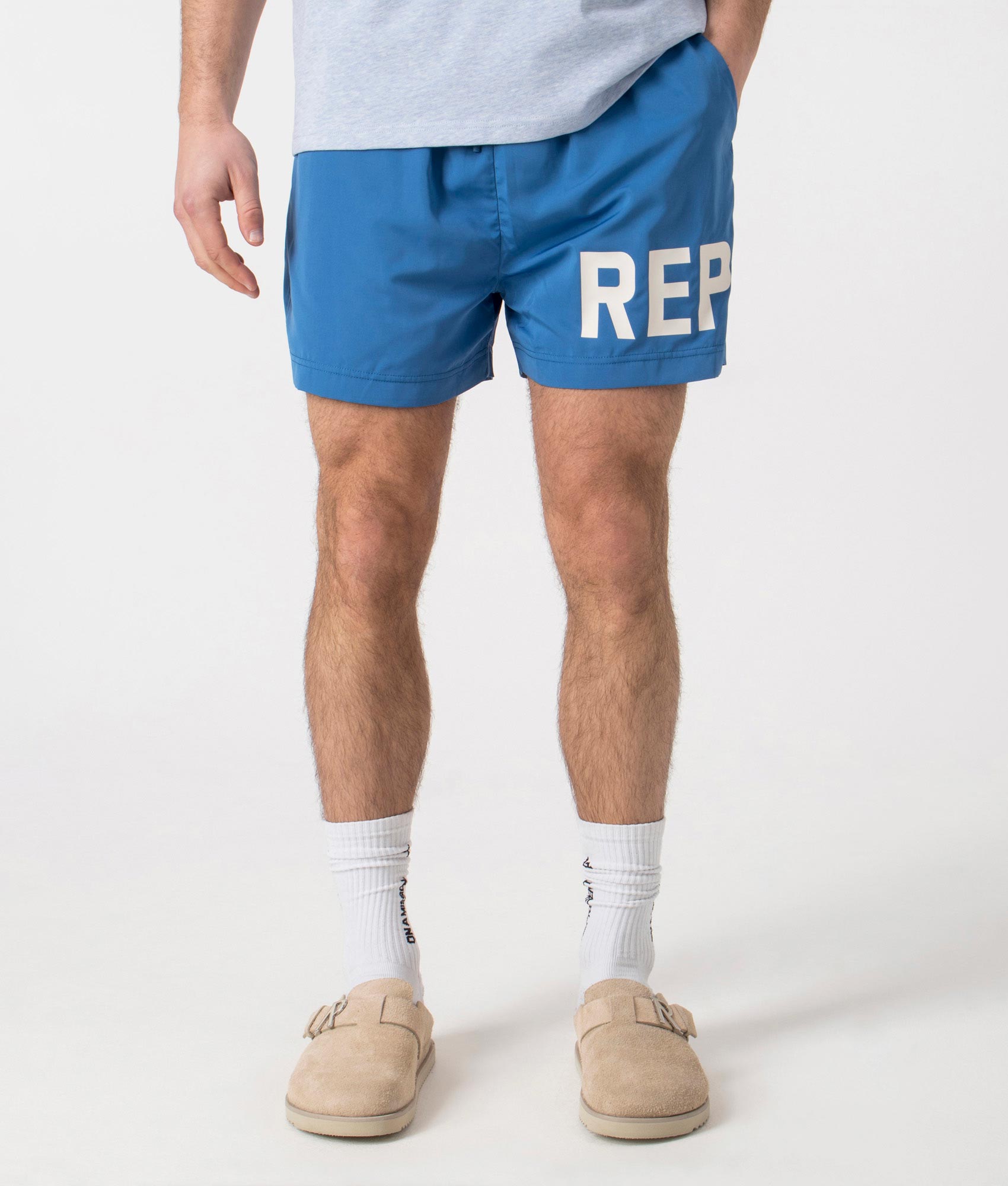 Represent Swim Shorts Sky Blue, front shot. EQVVS. 