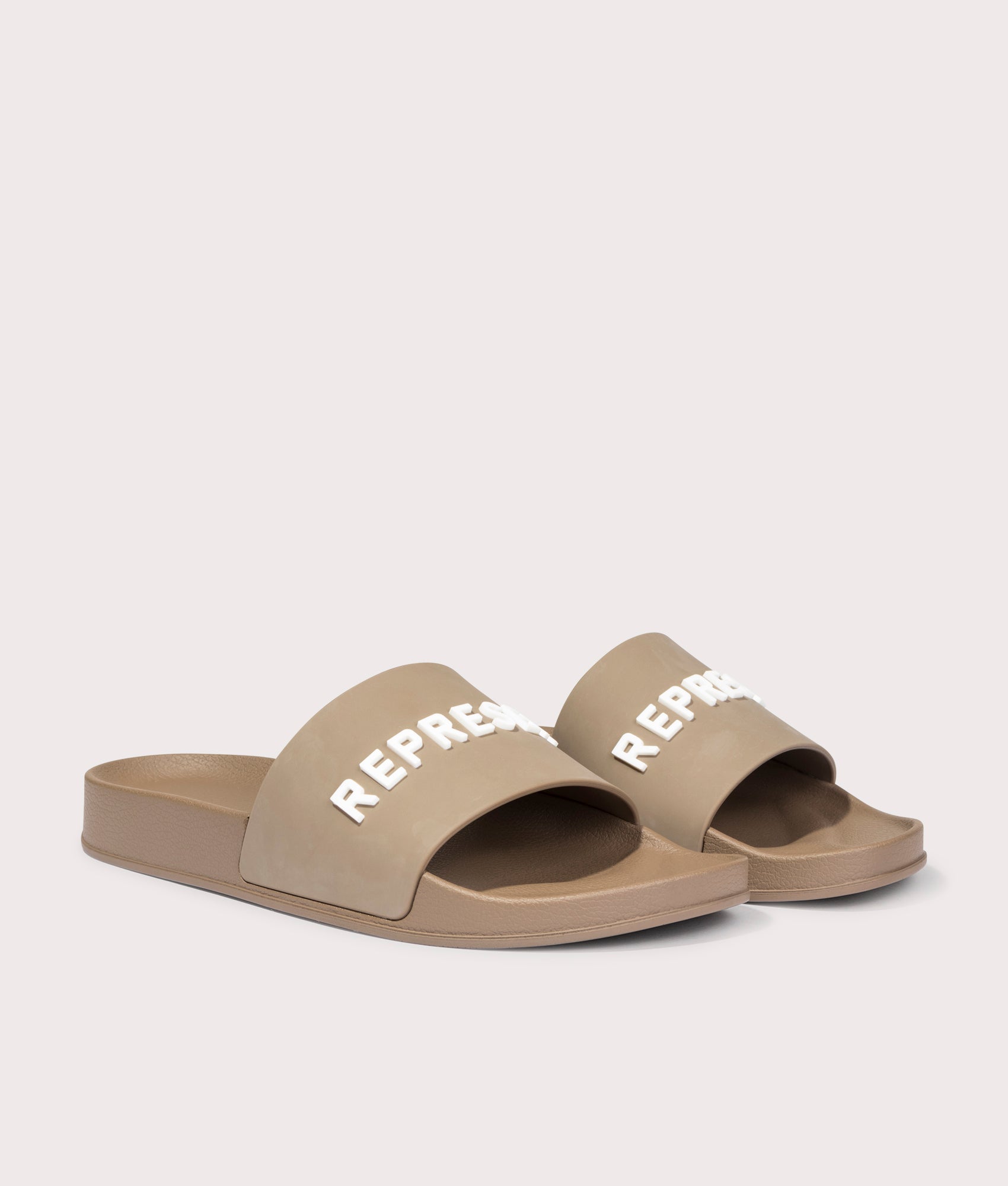 Represent Pool Slide in Cashmere. EQVVS Side Pair Shot.