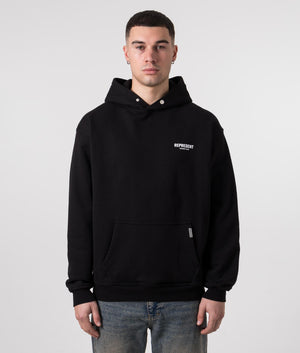 Represent Owners Club Hoodie Black Relaxed Fit Model Front Shot EQVVS