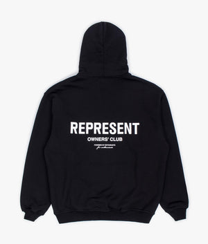 Represent Owners Club Hoodie Black Relaxed Fit Back Shot EQVVS