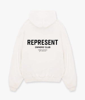 REPRESENT Represent Owners Club Hoodie in Flat White with Back Print  Back Shot a EQVVS