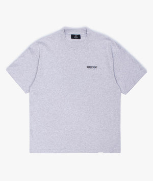 Represent Owners Club T-Shirt in Ash Grey Front Shot at EQVVS