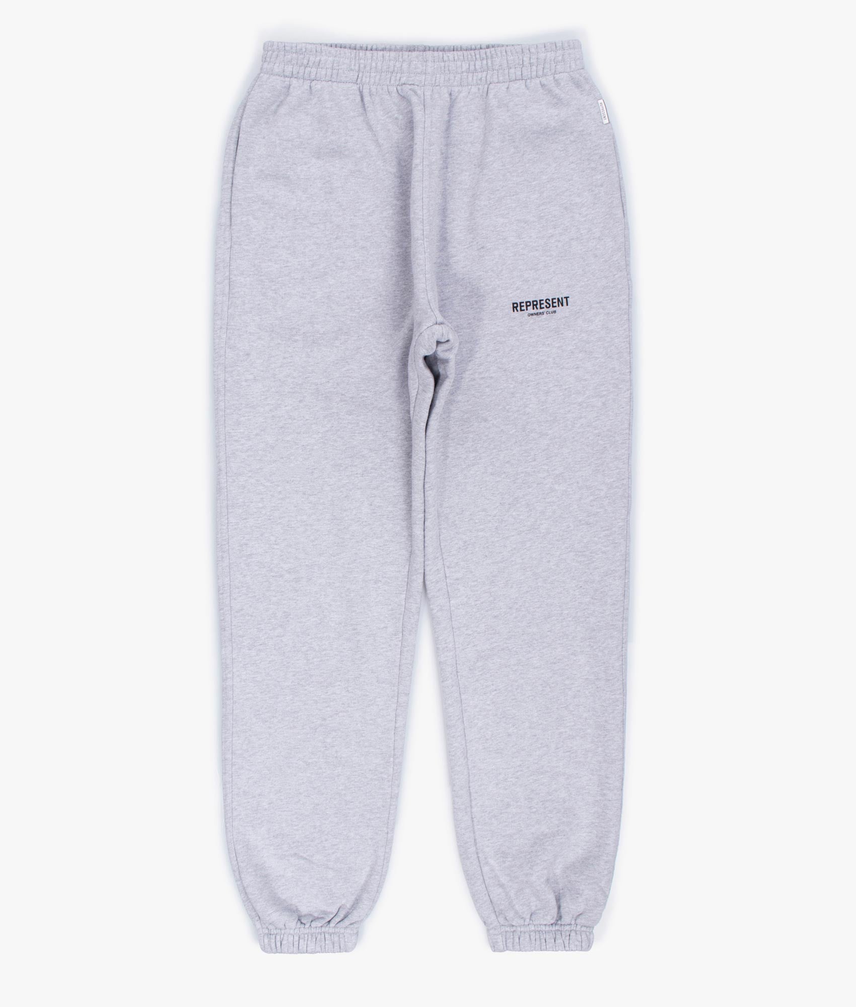 REPRESENT Owners Club Joggers in Ash Grey at EQVVS Menswear. Front shot.