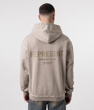 Represent Owners Club Hoodie in Mushroom Brown Model Back Shot EQVVS