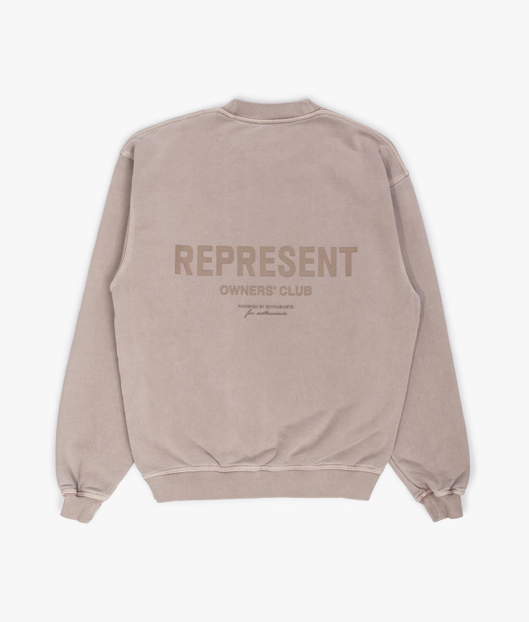 Represent Owners Club Sweatshirt in Mushroon Brown Back Shot EQVVS