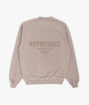 Represent Owners Club Sweatshirt in Mushroon Brown Back Shot EQVVS