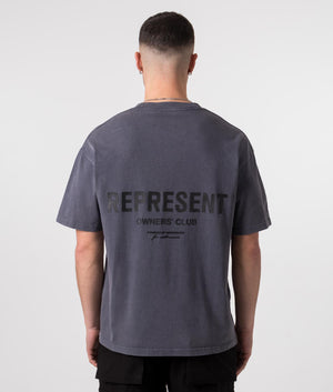 Represent Owners Club T-Shirt in Storm Grey Model Back Shot EQVVS