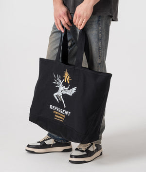 REPRESENT Icarus Tote Bag in Black Angle Shot at EQVVS