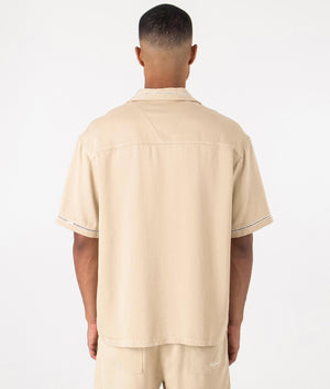 REPRESENT Relaxed Fit Resort Shirt in Latte . Back angle model shot at EQVVS.