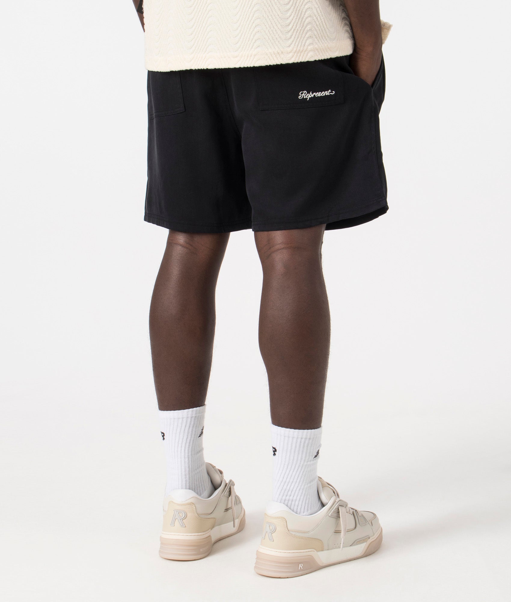 Resort Shorts in Black by Represent. EQVVS Model Shot.