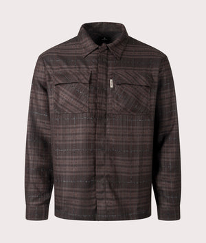 Oversized Rep Flannel Shirt in Coffee from REPRESENT. Front angle shot at EQVVS.