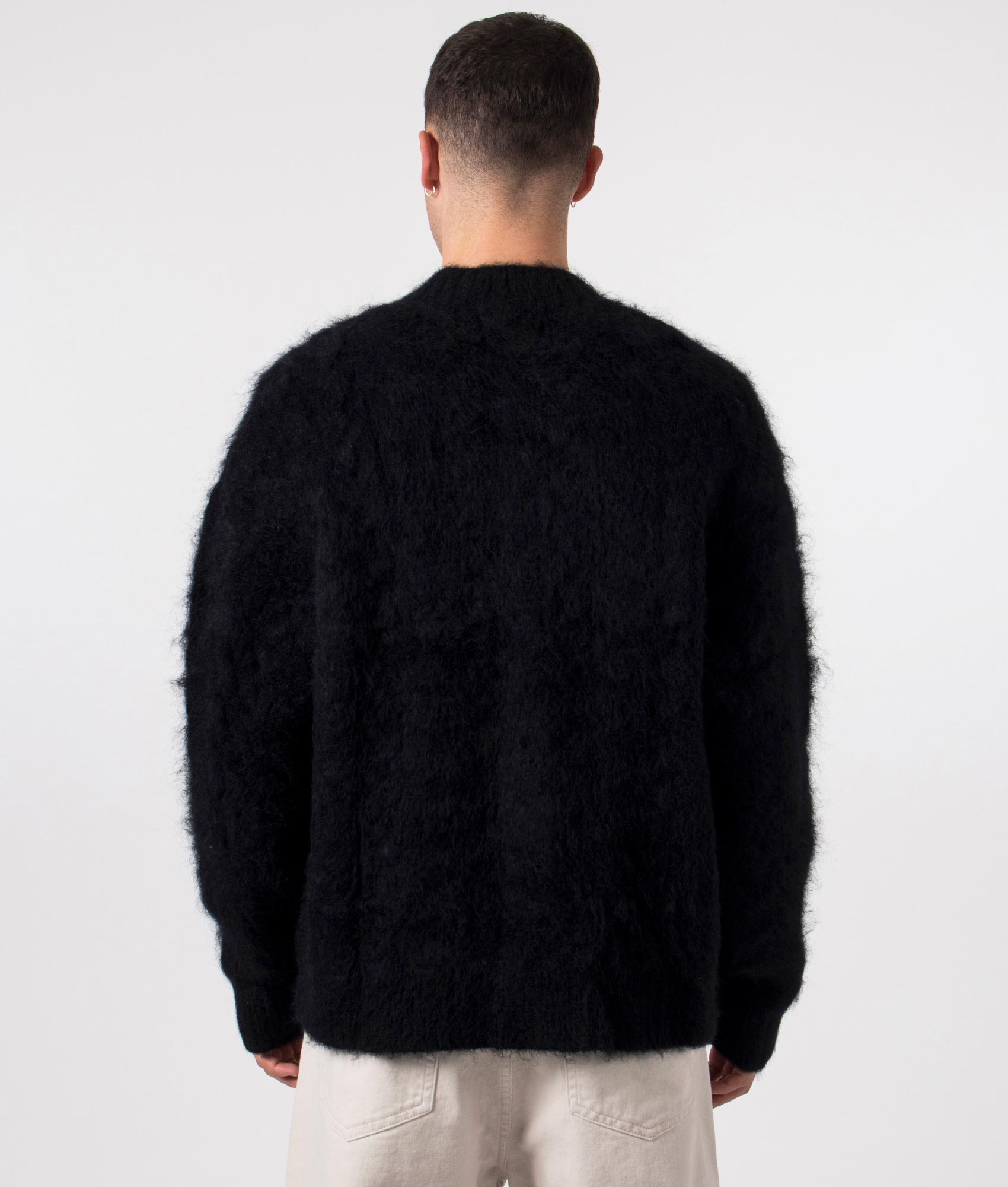 Represent, Cable Knit Jumper, jet black, Eqvvs Menswear, back shot angle