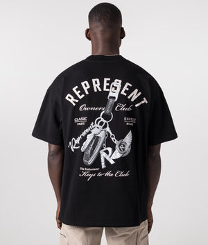 Keys To The Club T-Shirt in Jet Black with back print by Represent. EQVVS Model Shot. 