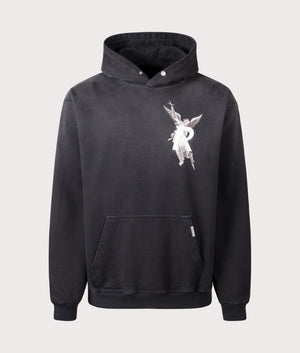 Archangel Hoodie in Stained Black from Represent. Front angle shot at EQVVS.