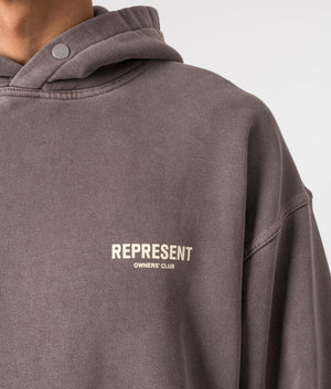Represent Owners Club Hoodie in Fog. EQVVS Model Shot. 