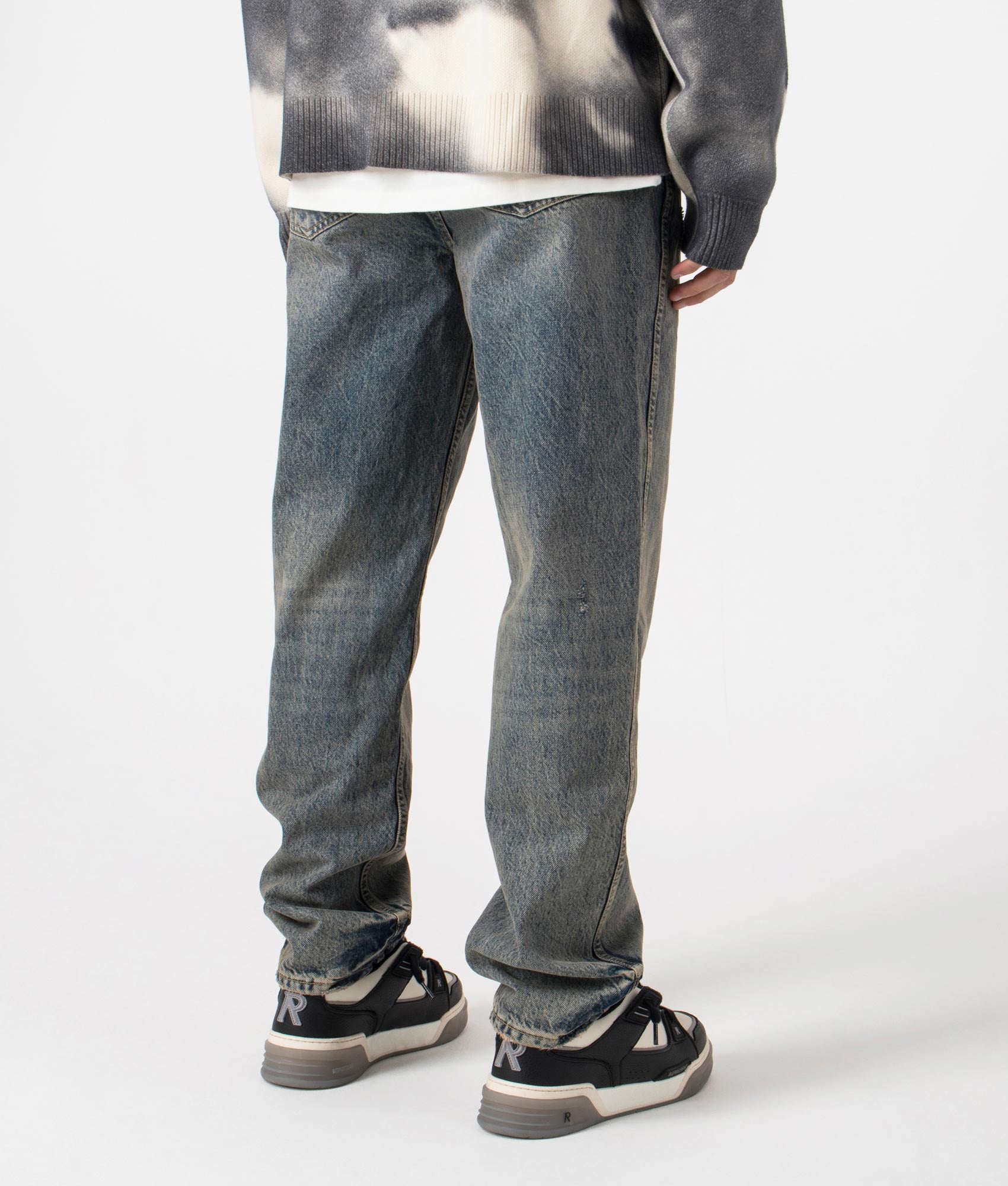 Represent, Straight Leg R2 Jeans, mid blue, Eqvvs Menswear, back shot angle