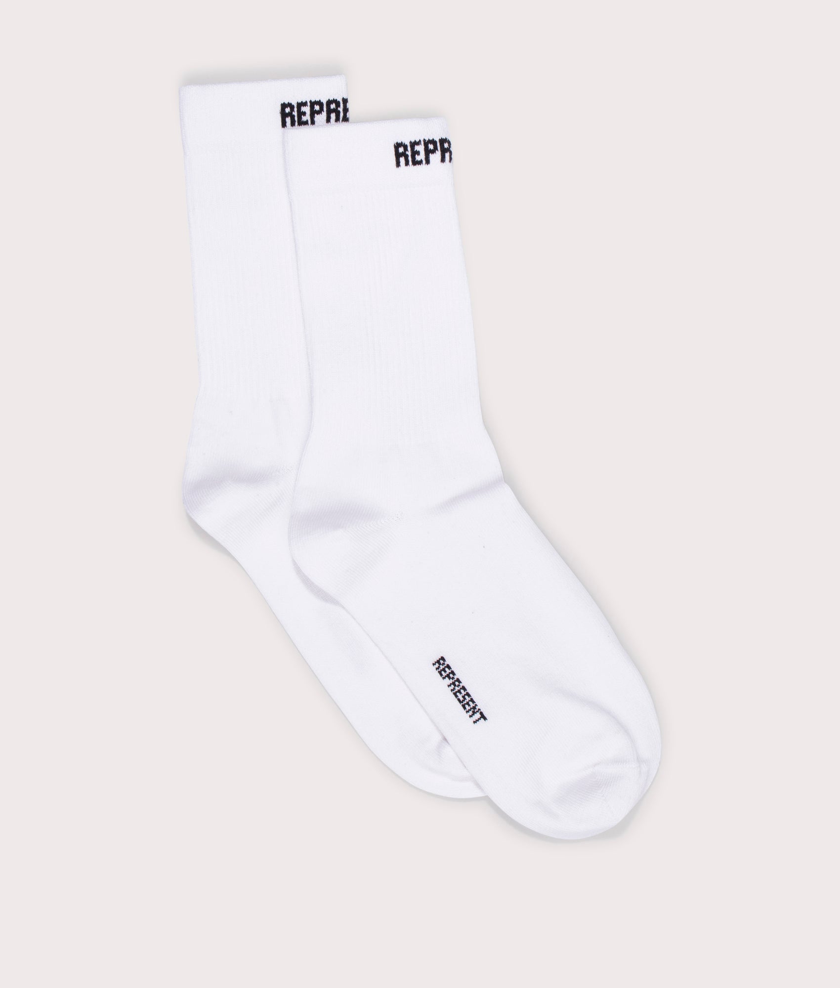 Represent, core socks, optic white/ black, Eqvvs Menswear, front shot angle