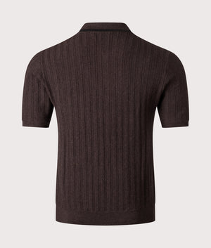 Bury Quarter Zip Knit Polo Shirt by Wax London nin Dark Brown. Shot by EQVVs. Back shot.