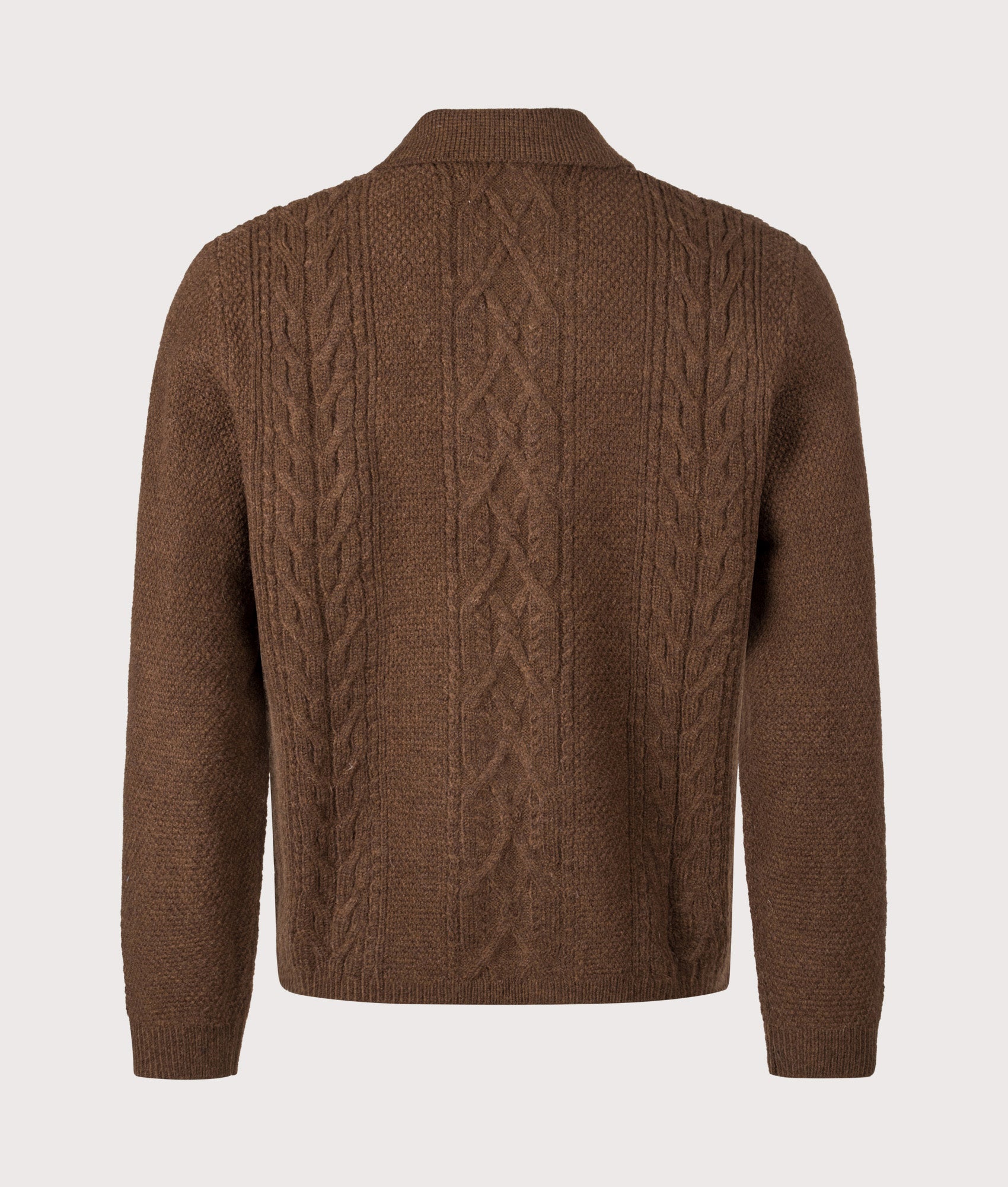 Relaxed Fit Friar Zip Knit Cardigan in Brown | Wax London | EQVVS