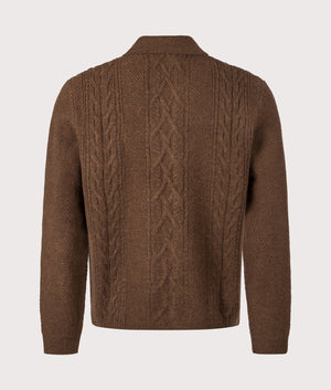 Friar Zip Knit Jacket by Wax London in Brown. Shot by EQVVS. Back shot.