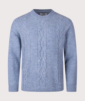 Hyatt Crew Jumper by Wax London in Light Blue. Shot by EQVVS. Front Shot.