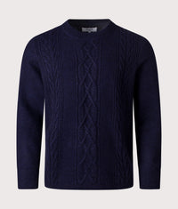 Relaxed Fit Hyatt Crew Jumper: Navy 