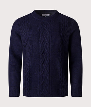 Hyatt Crew Jumper by Wax London in Navy. Shot by EQVVS. Front Shot.