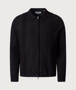 Lennox Polo Collar Zip Knit by Wax London in Black. Shot by EQVVS. Front shot.