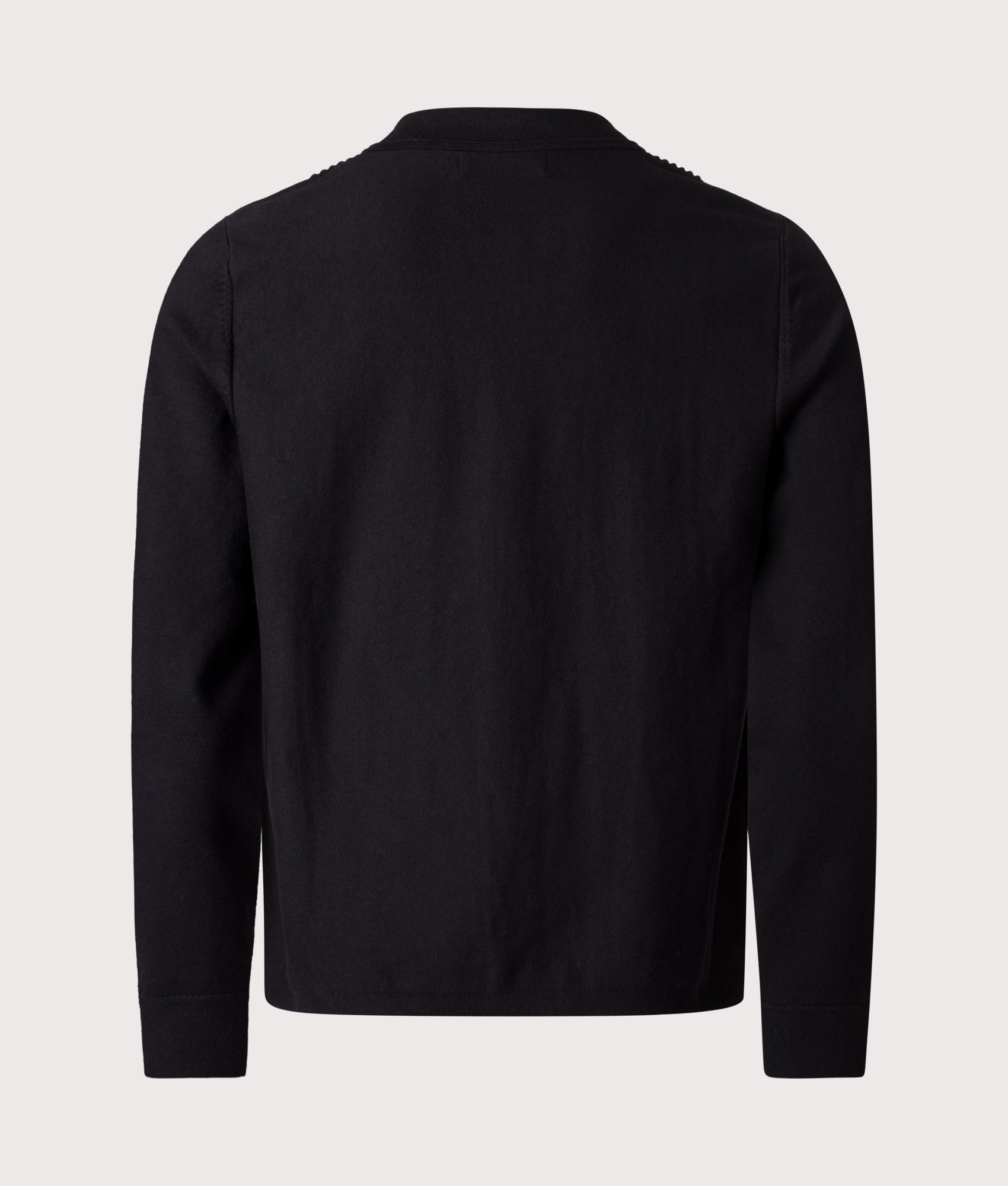 Lennox Polo Collar Zip Knit by Wax London in Black. Shot by EQVVS. Back shot.
