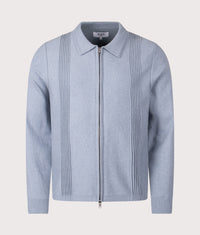 Lennox Polo Collar Zip Knit: Grey Blue 