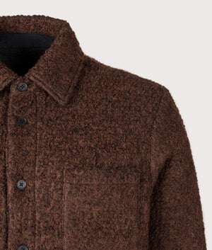 Mount Reversible Overshirt by Wax London in Brown. Shot by EQVVS. Detail shot.