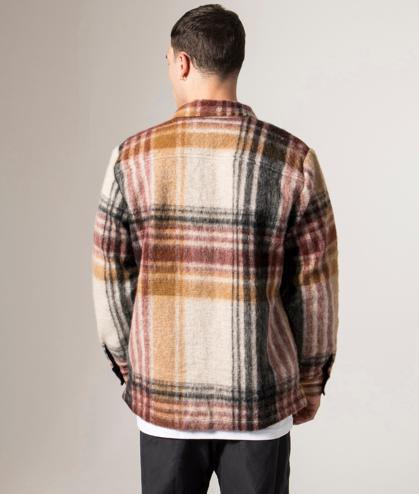 Nolan Overshirt by Wax London in Natural. Shot by EQVVS. Back model shot.