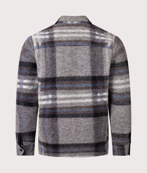 Nolan Overshirt by Wax London in Grey Blue. Shot by EQVVS. Back shot.
