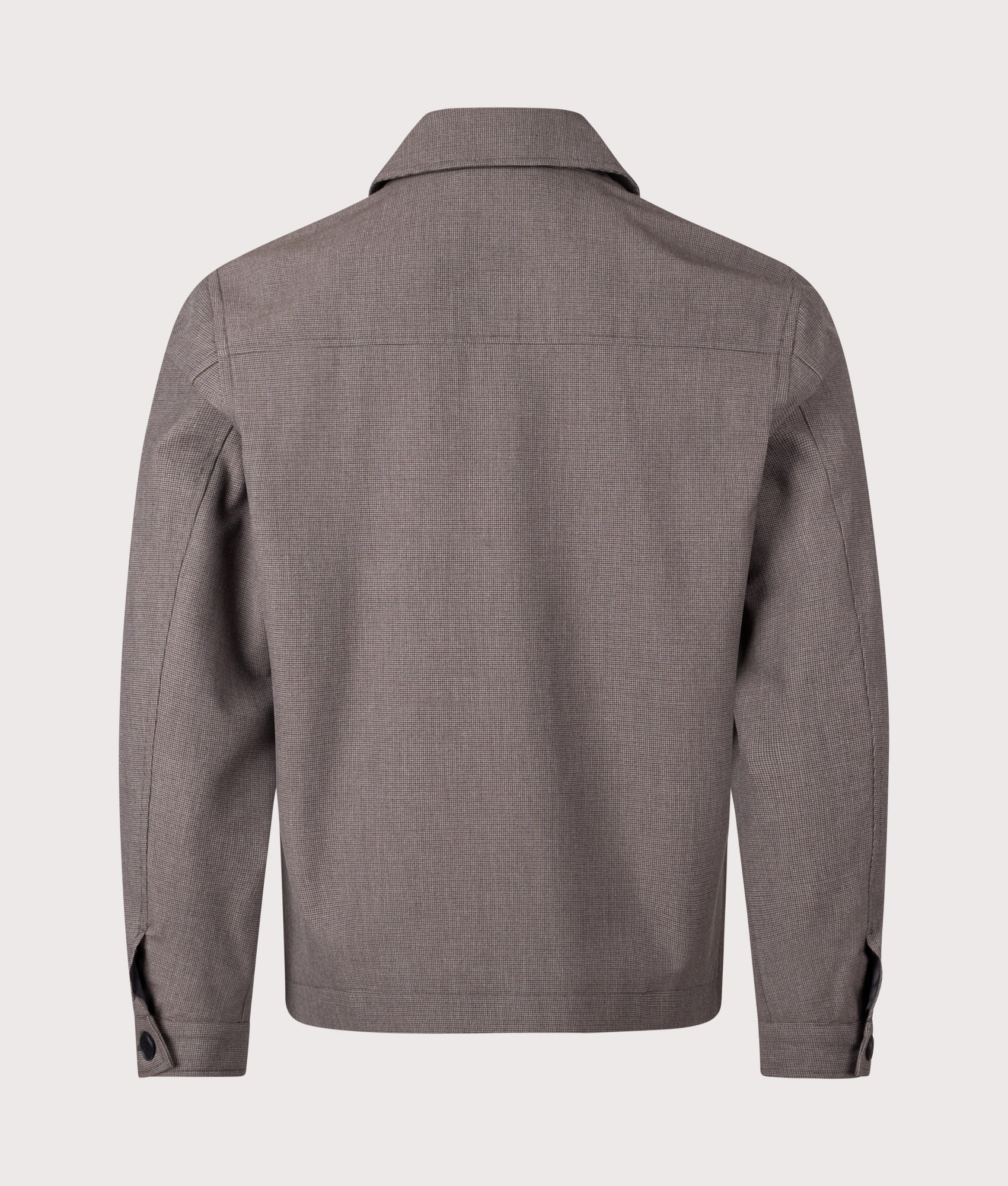 Wax London Eldon Jacket Brown Micro Puppytooth at EQVVS Menswear.Back shot.