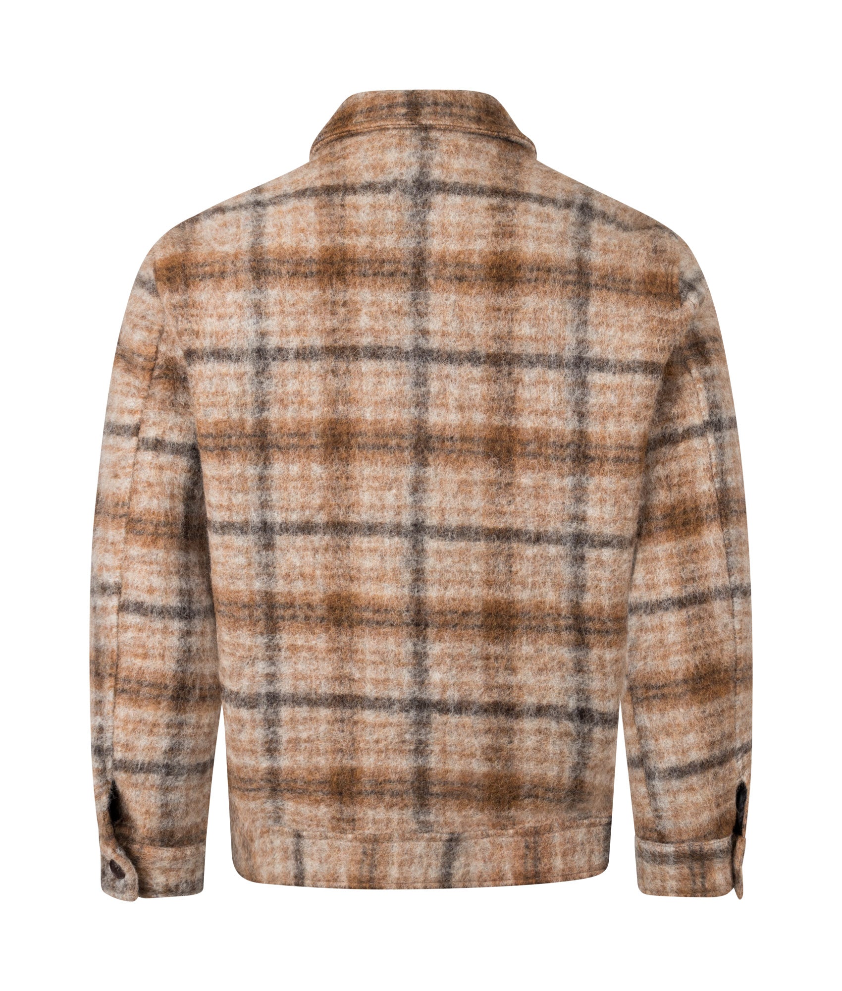 Wax London Heath Jacket in Natural and Tan at EQVVS Menswear. Back shot.