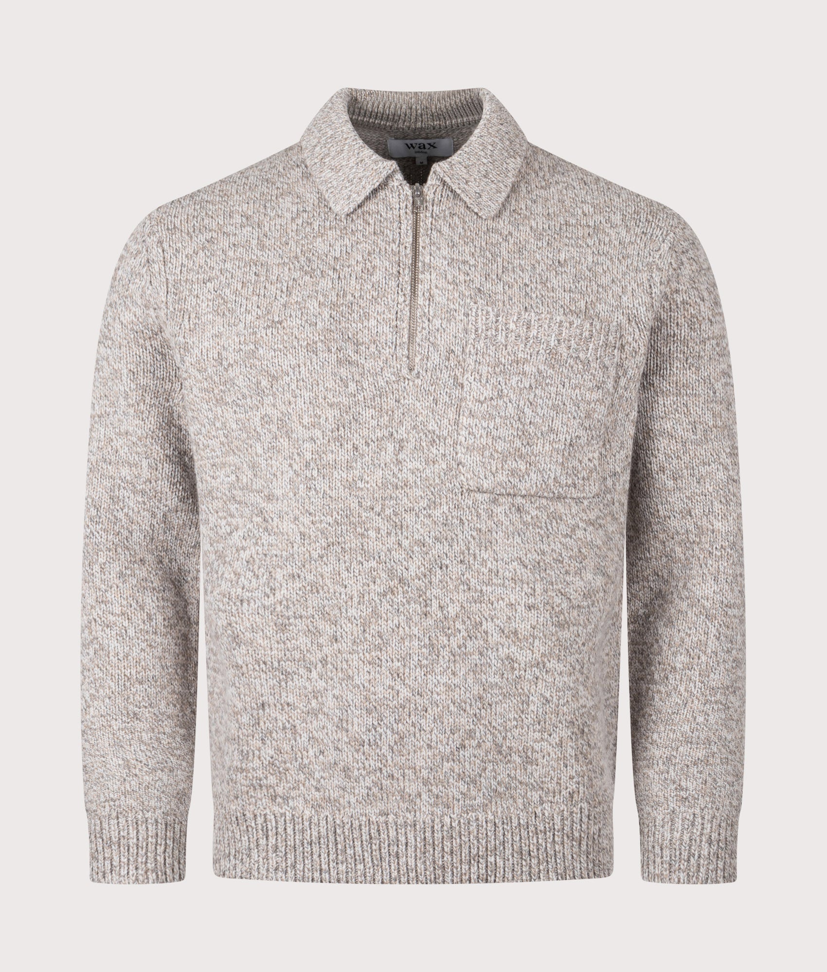 Wax London Alpha Zip Polo Shirt in Grey at EQVVS Menswear. Front shot.