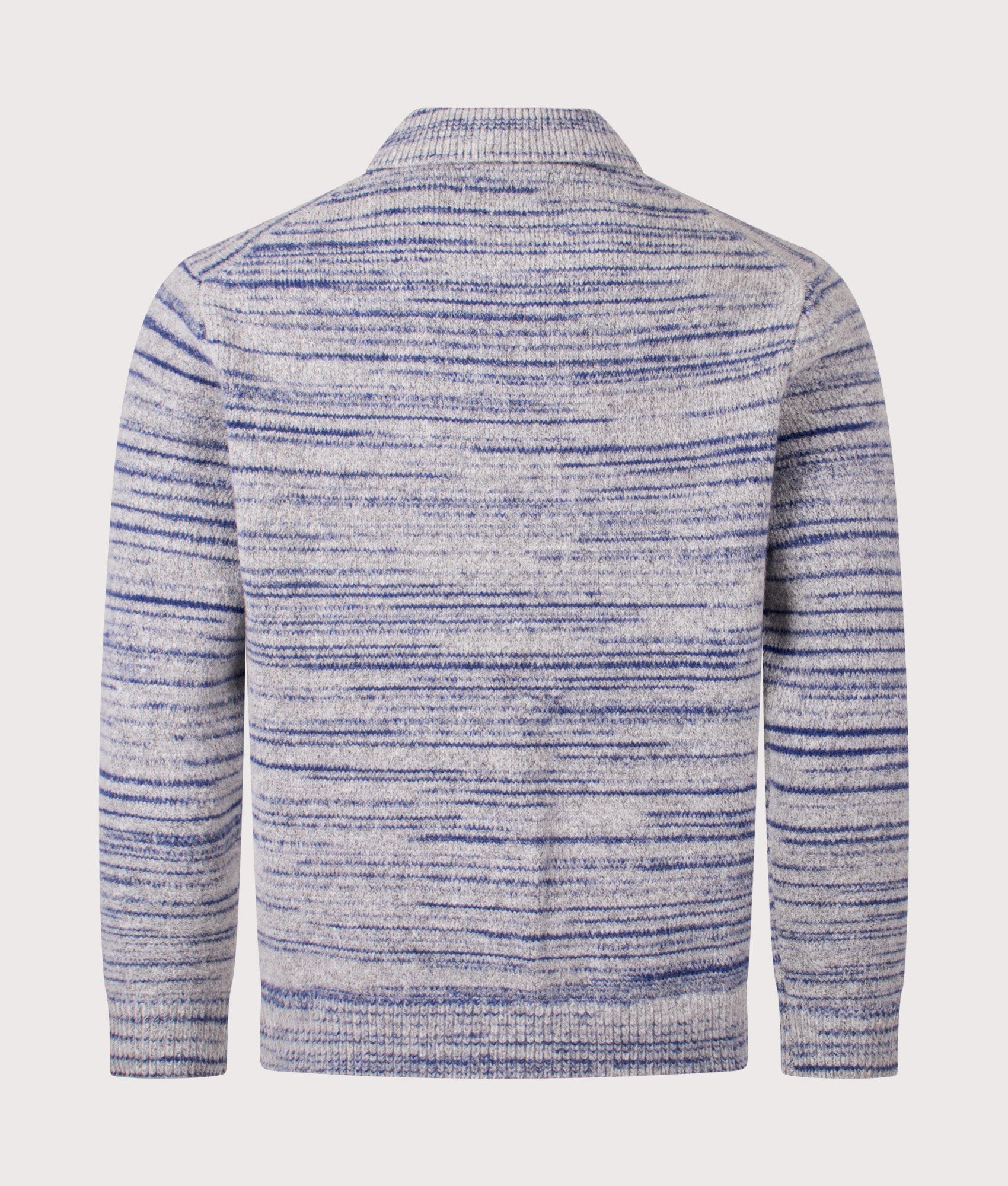 Wax London Alpha Zip Polo Shirt in Grey and Blue at EQVVS Menswear. Back shot.