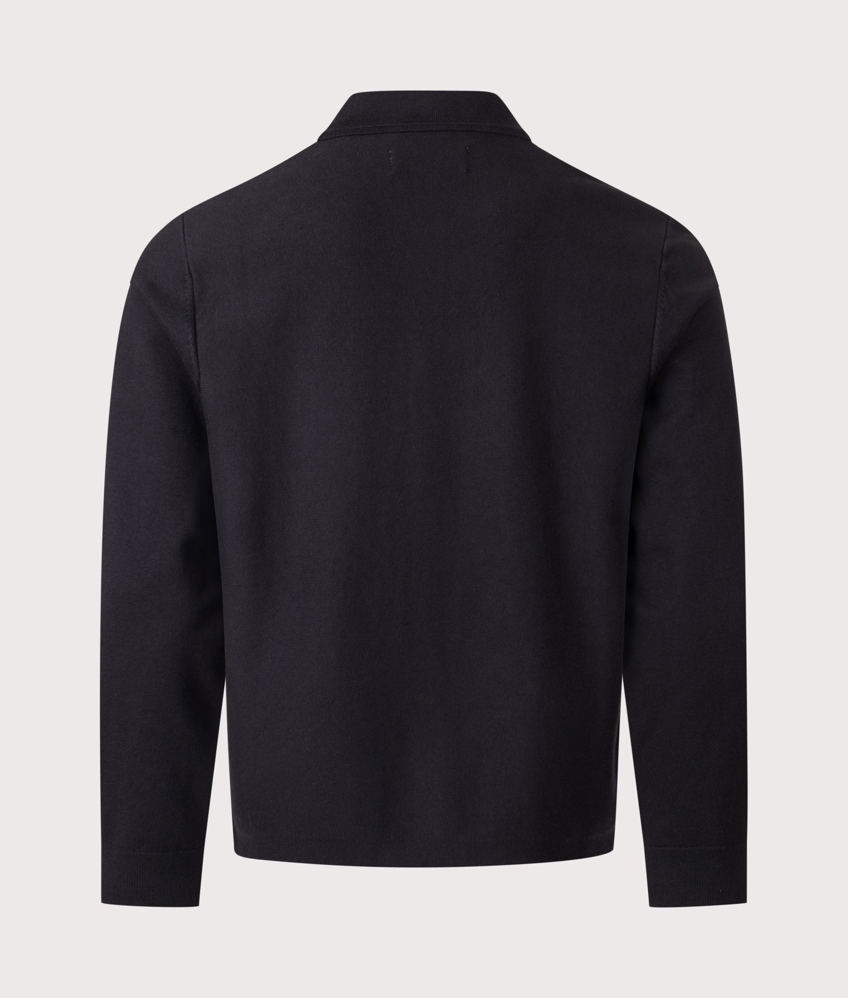 Wax London Lennox Polo Shirt in Black and Beige at EQVVS Menswear. Back shot.