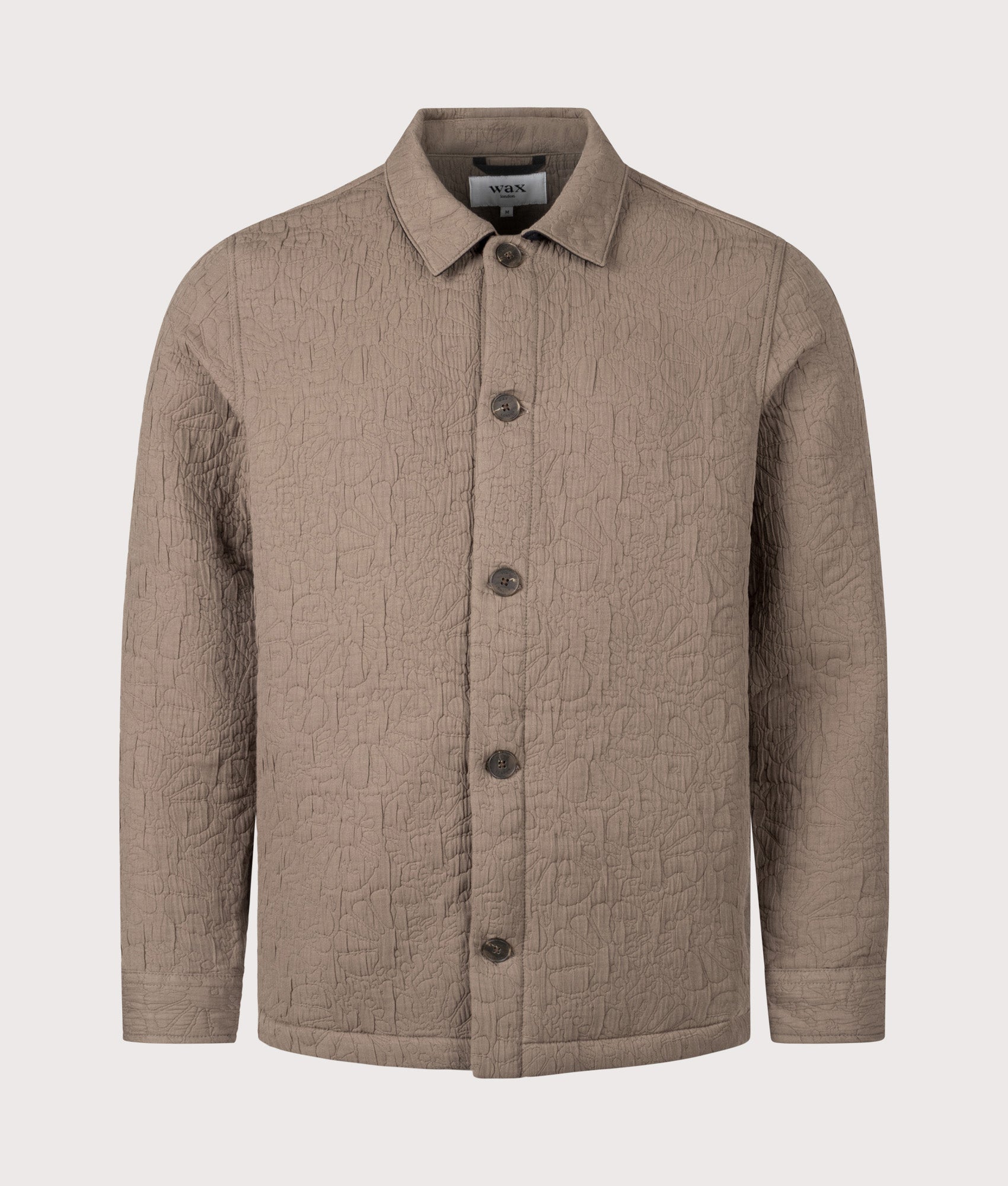 Wax London Rockley Overshirt in Brown at EQVVS Menswear. Front shot.