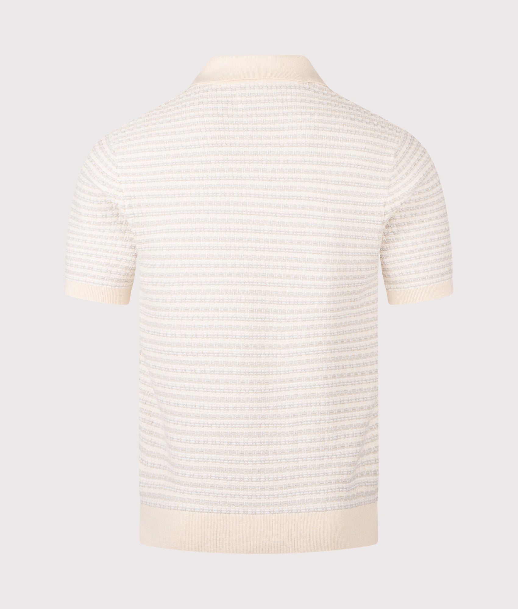 Wax London Naples Mini Geo Polo Shirt in Natural at EQVVS Menswear. Back shot.