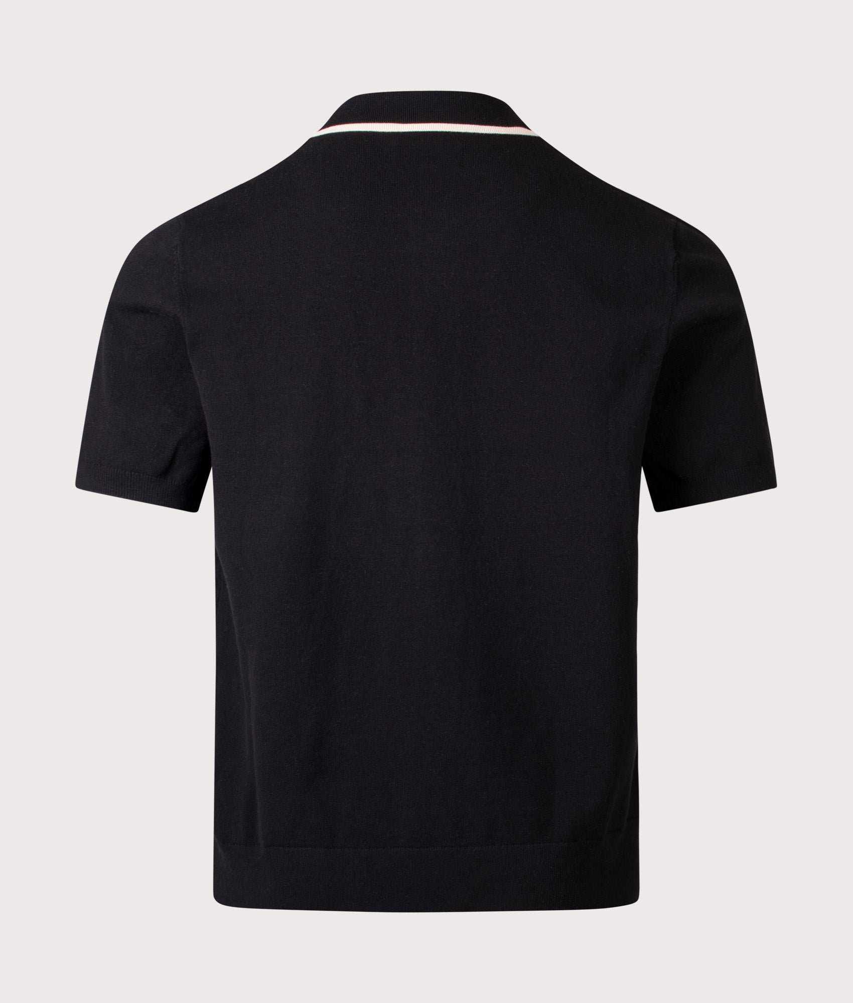 Tellaro Retro Embroidery Polo Shirt in Black/Ecru by Wax London. Shot by EQVVS. Back shot.