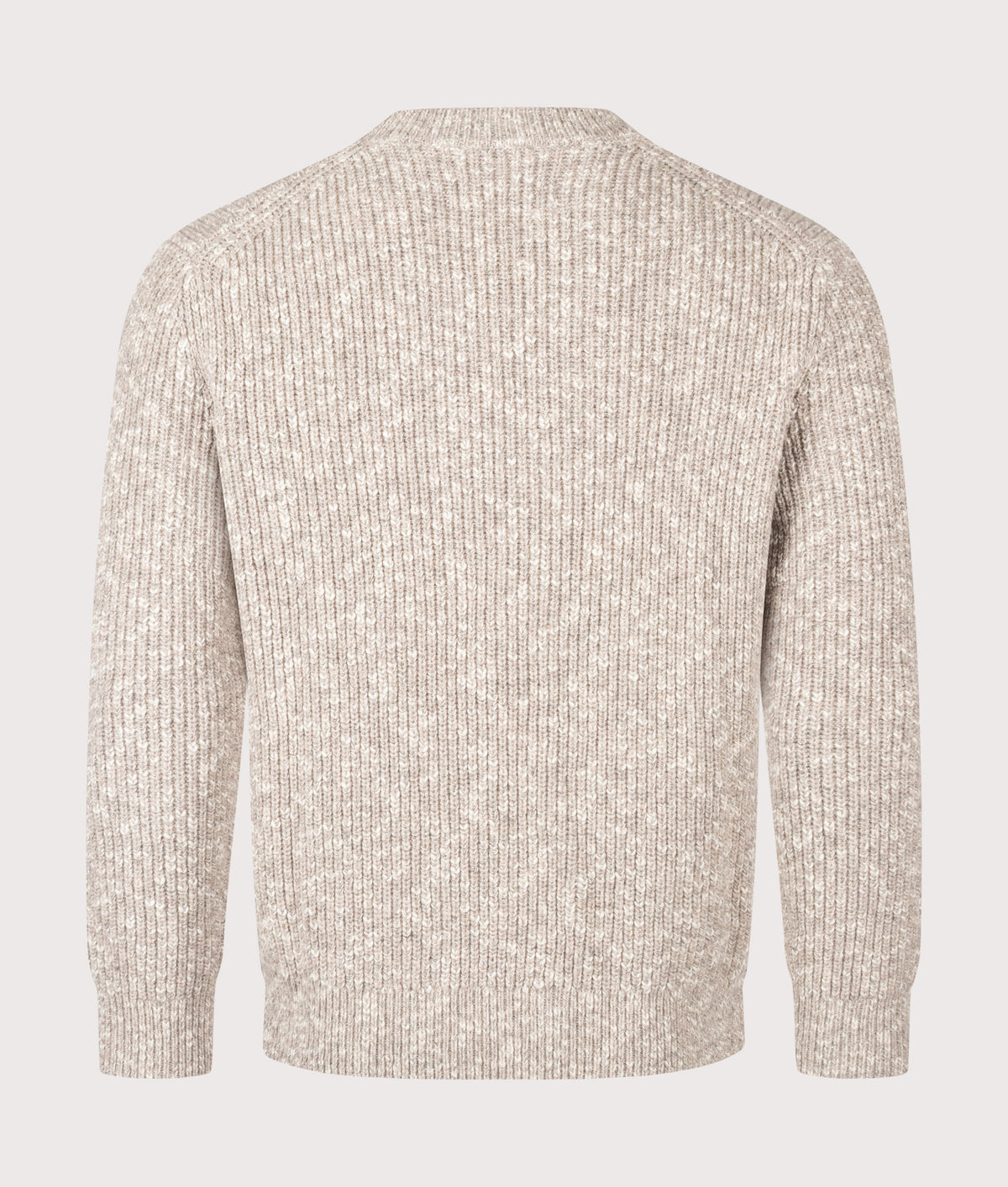Wax London Relaxed Fit Wilde Rib Fleck Crewneck Jumper in Natural at EQVVS Menswear. Back shot.