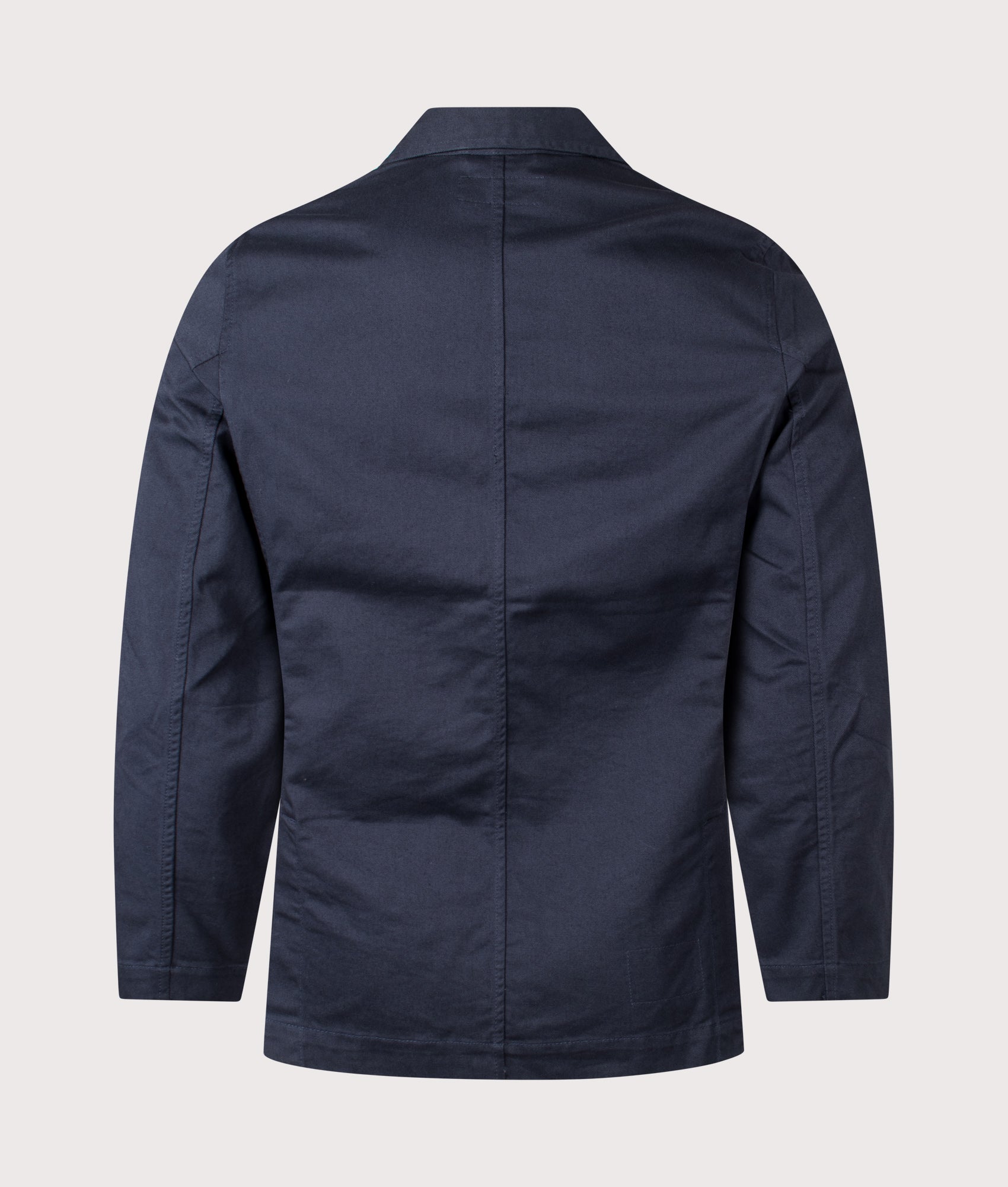 Universal Works London Jacket in Navy at EQVVS Menswear. Back shot.