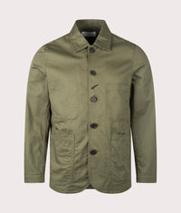 Twill Bakers Jacket: Light Olive 