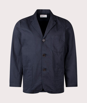 Three Button Jacket in Navy. 100% Cotton  | Universal Works | Shot at EQVVS | Front shot 