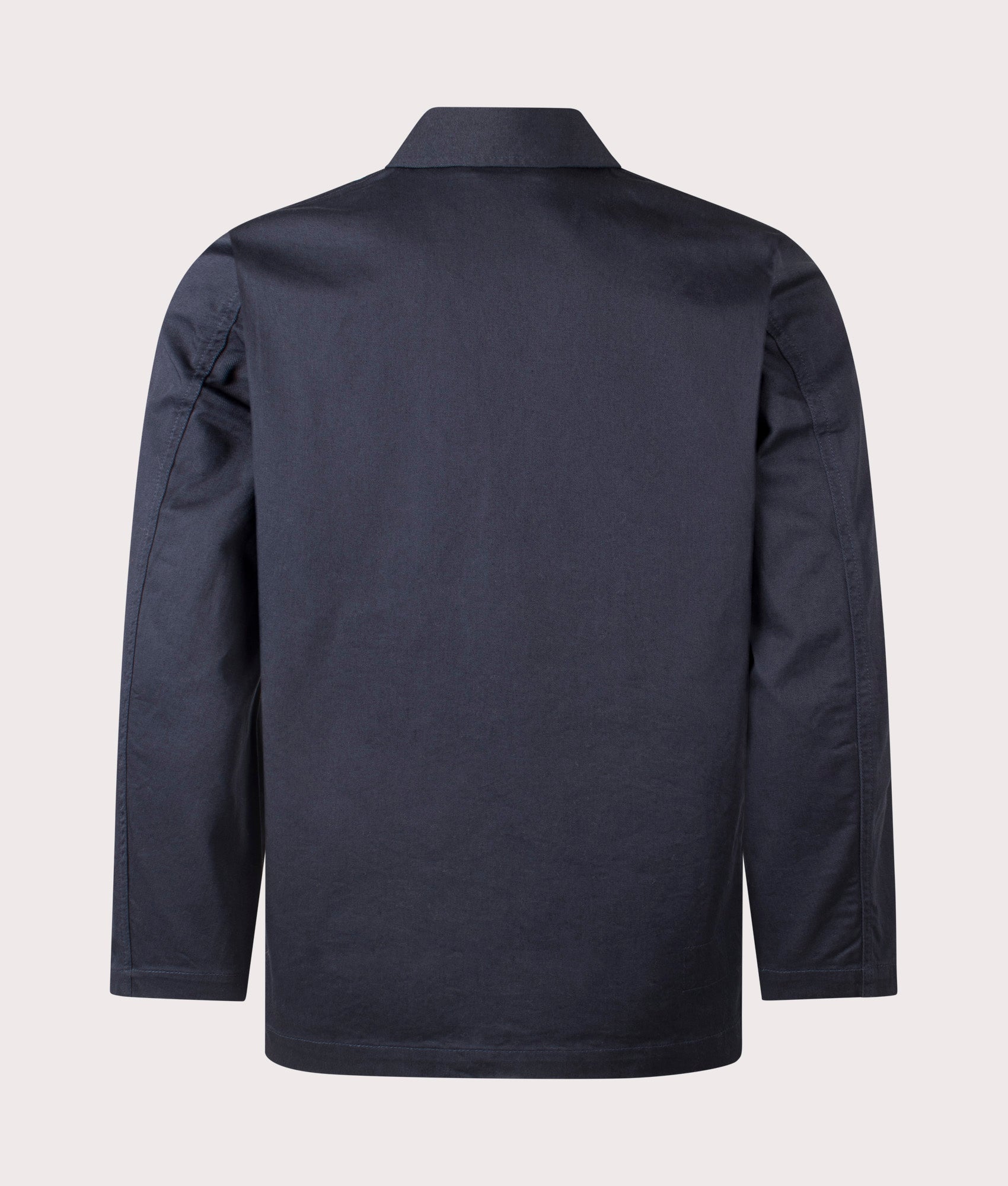 Universal Works Three Button Jacket in Navy at EQVVS Menswear. Back shot.