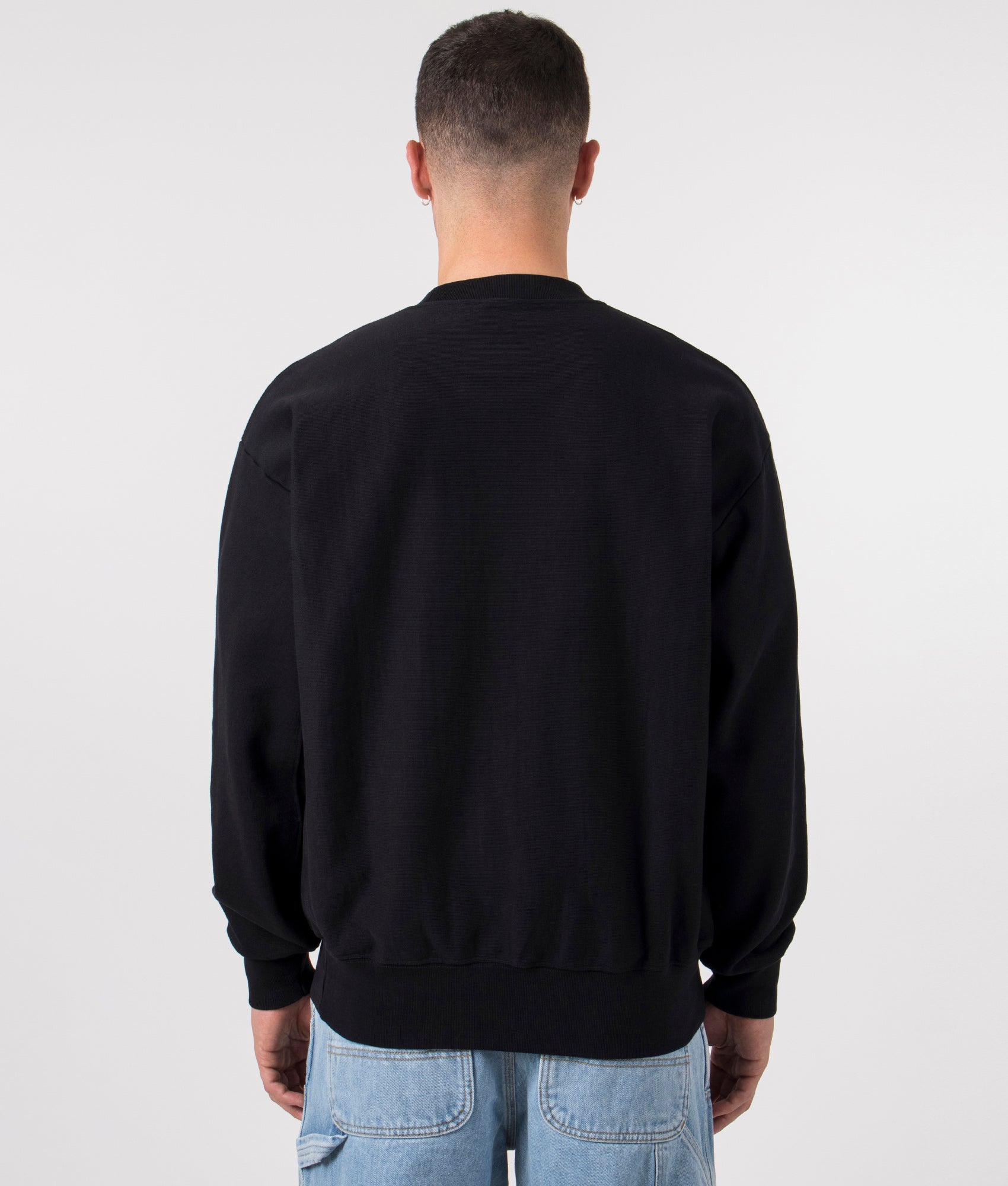 Aries Premium Temple Sweatshirt in Black at EQVVS Model Back Shot